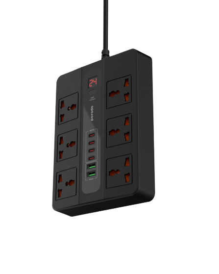 Porodo 6 AC 2 USB-A 24W & 4 USB-C PD 36W Multi-Port Super Hub 3M 3000W UK