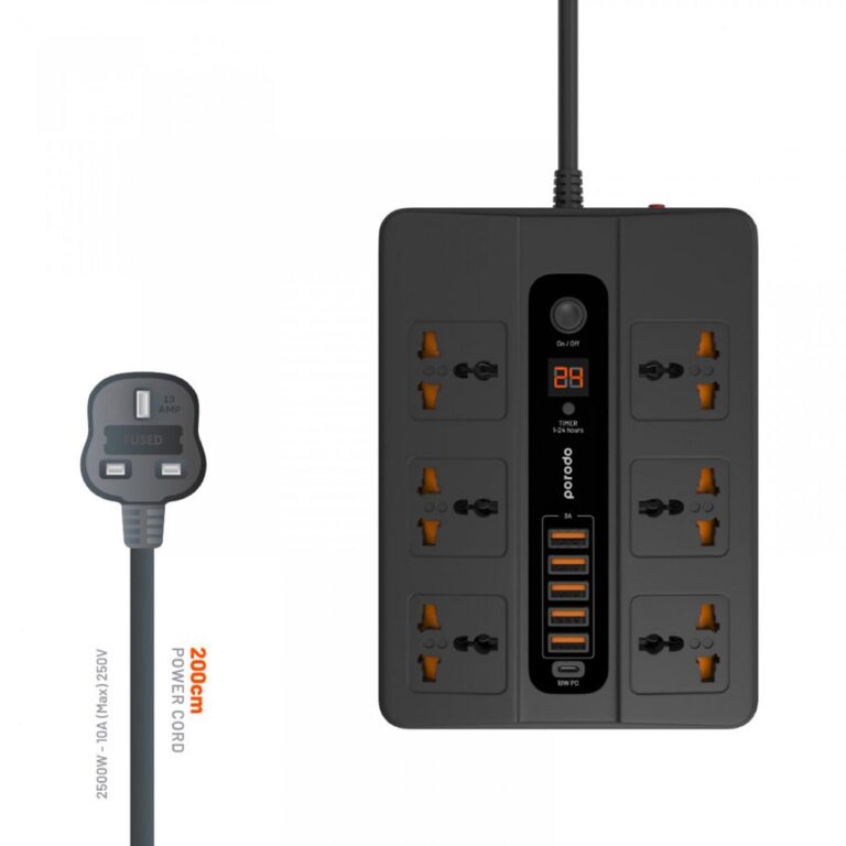 Porodo 6 AC 5 USB & USB-C PD Multiport Socket