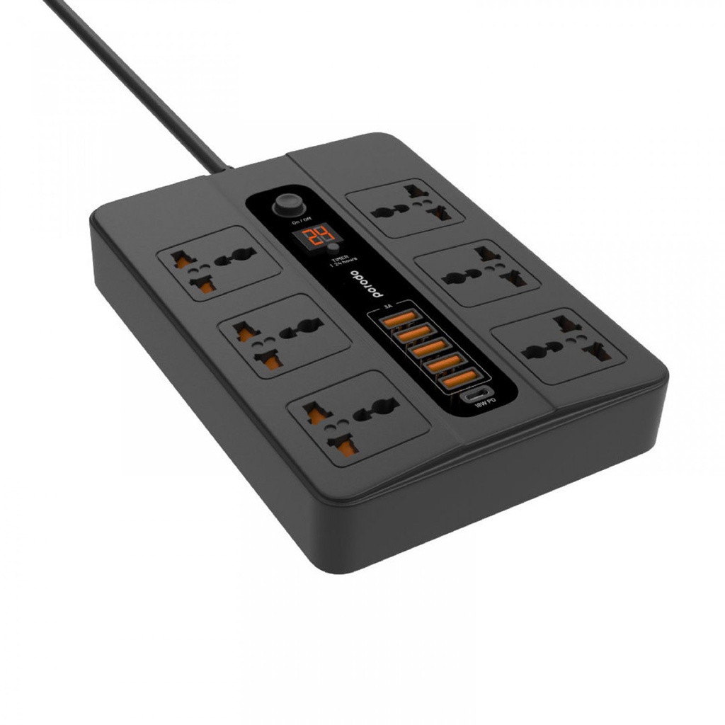 Porodo 6 AC 5 USB & USB-C PD Multiport Socket