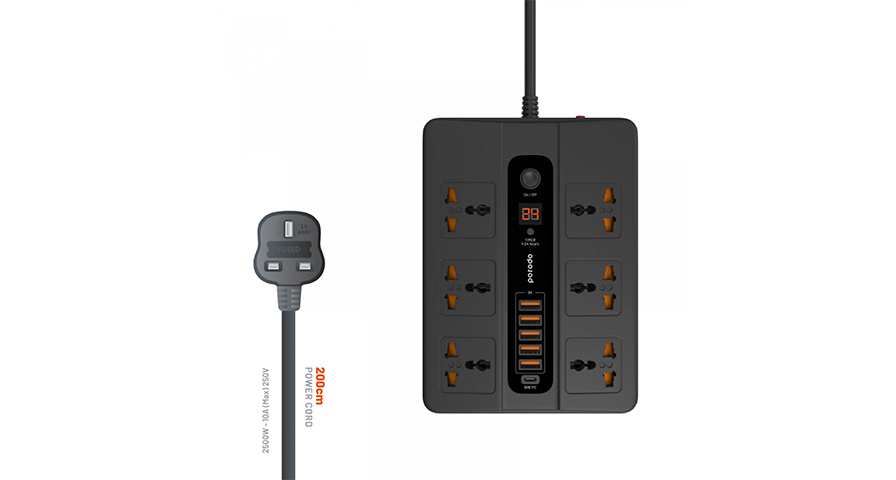 Porodo 6 AC 5 USB & USB-C PD Multiport Socket