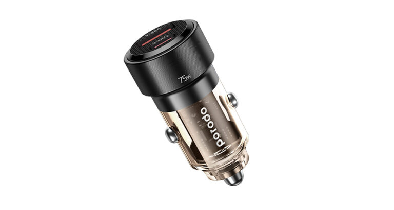 Porodo 75W Transparent Dual Port Car Charger PD 45W QC 30W
