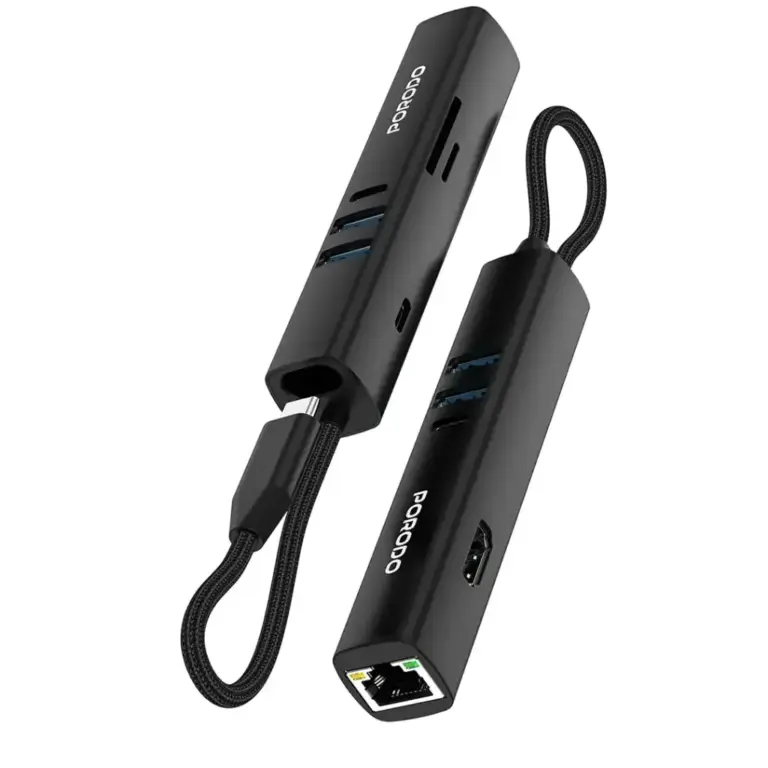 Porodo 8-In-1 Multi-Port USB Hub with 5Gbps Transfer Speed