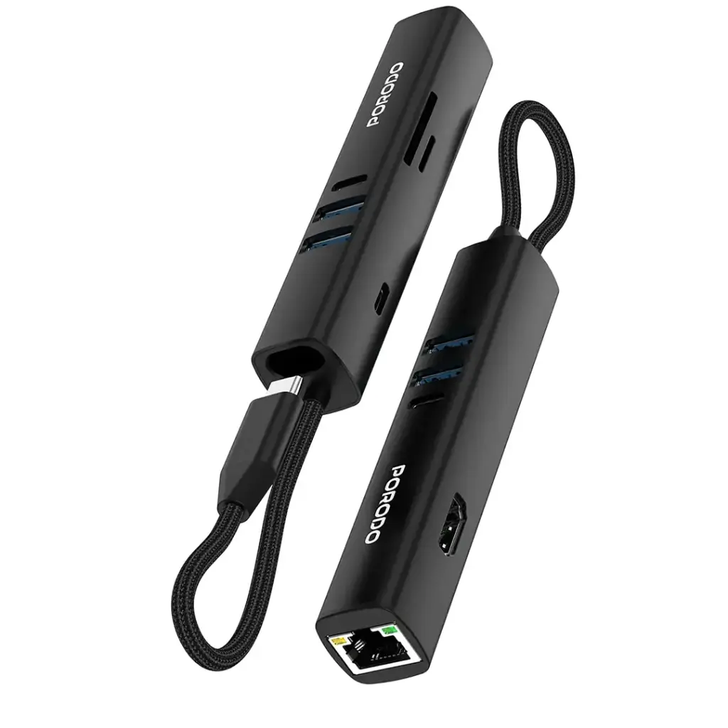 Porodo 8-In-1 Multi-Port USB Hub with 5Gbps Transfer Speed