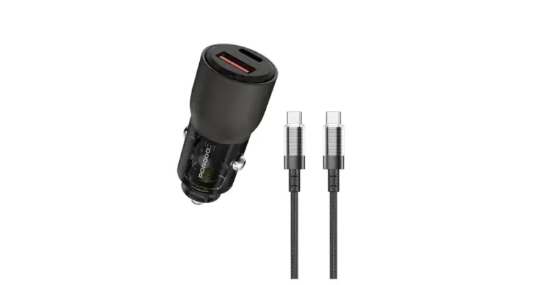 Porodo 95W Car Charger Transparent with 0.9M USB-C Cable