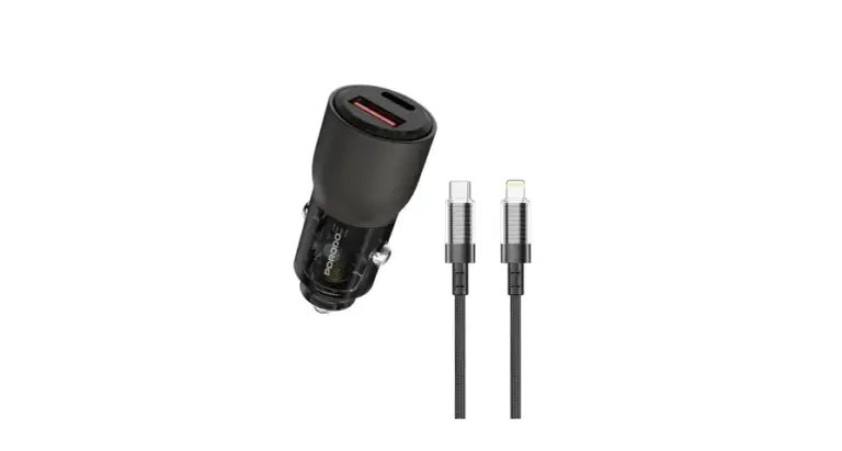 Porodo 95W Car Charger Transparent With 0.9M Lightning Cable
