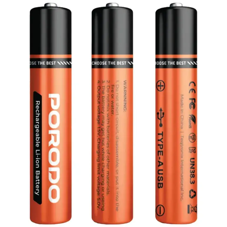 Porodo AA Li-Ion Battery USB-A Rechargeable 4-Pack - Orange