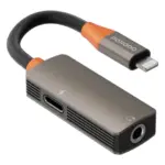 Porodo AudioLink Duo Lightning + 3.5mm Jack Audio and Charge Splitter - Black & Orange