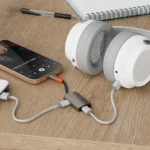 Porodo AudioLink Duo USB-C Interface Audio and Charge Splitter - Black & Orange