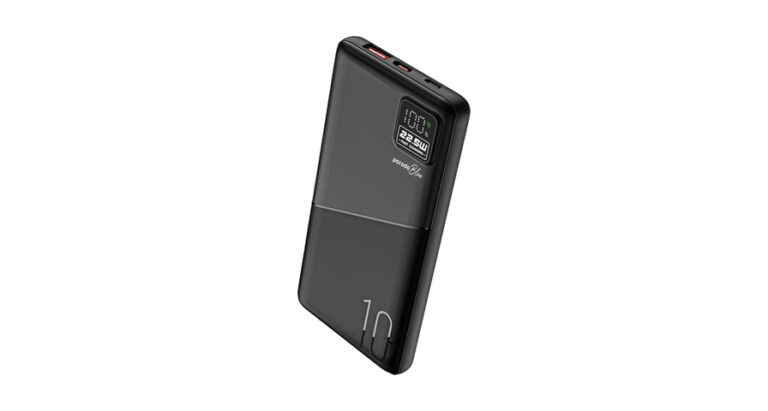 Porodo Blue 10000mAh Quick Charge Power Bank USB-A and USB-C Output