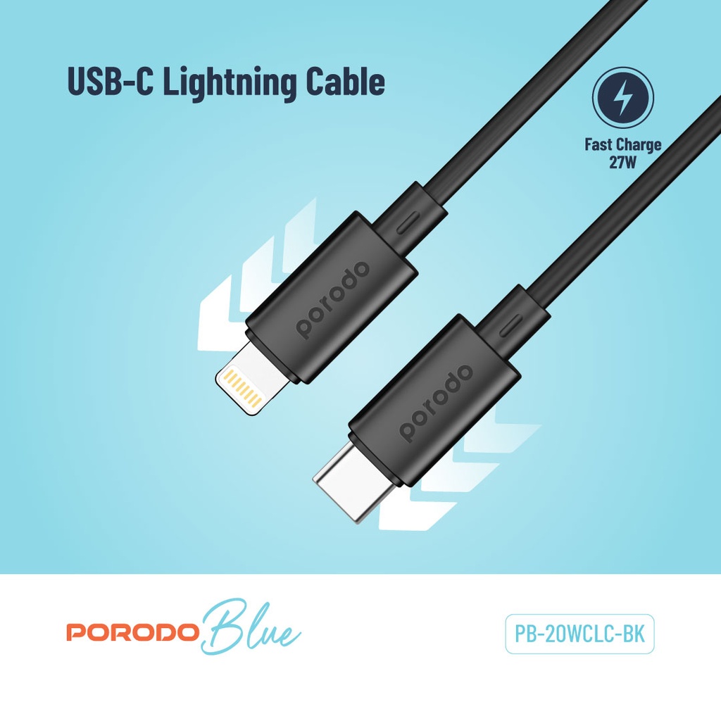 Porodo Blue 20W PD Type C to Lightning PVC Cable 1.2M