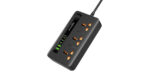 Porodo Blue 3 AC Power Socket With 2XUSB-A, 3XType-C 2M 3000W