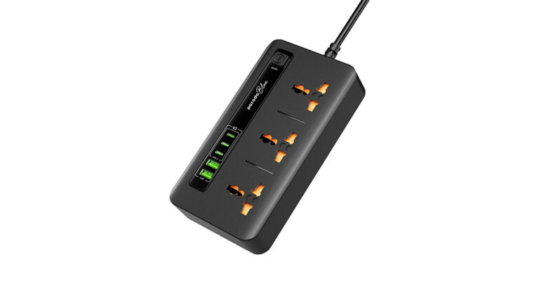 Porodo Blue 3 AC Power Socket With 2XUSB-A, 3XType-C 2M 3000W