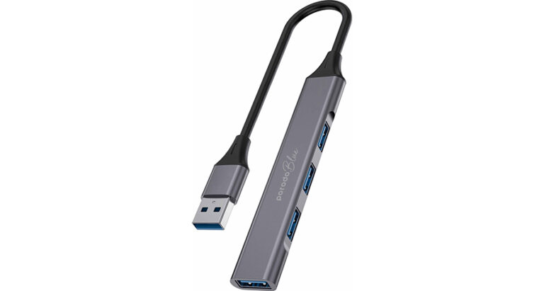 Porodo Blue 4 in1 USB-A Hub to 1 x USB-A 3.0 5Gbps and 3 x USB- A 2.0 480Mbps
