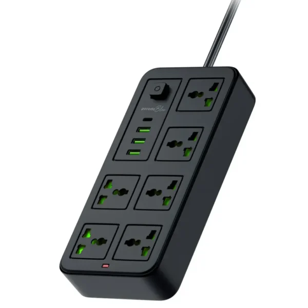 Porodo Blue 6 Universal Sockets Power Strip 3M
