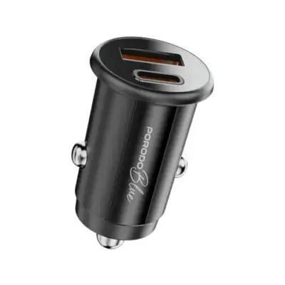 Porodo Blue Dual Port 30W Car Charger with C-L Cable