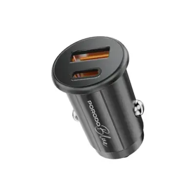 Porodo Blue Dual Port 30W Car Charger with C to C Cable