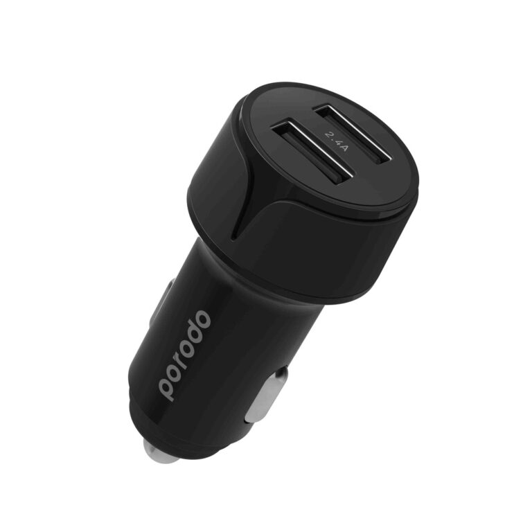 Porodo Blue Dual USB Car Charger 2.4A 12W