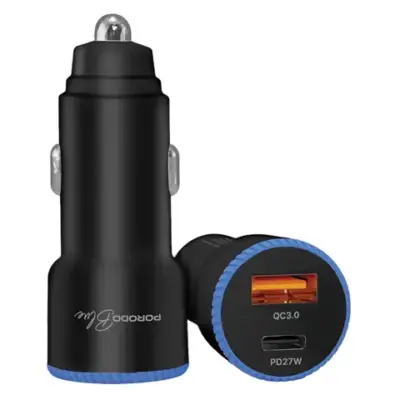 Porodo Blue Graz 45W Dual USB Car Charger with Indicator Light