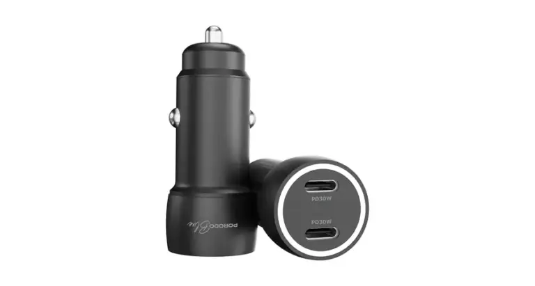 Porodo Blue Riva 60W Dual USB-C Car Charger with Indicator Light