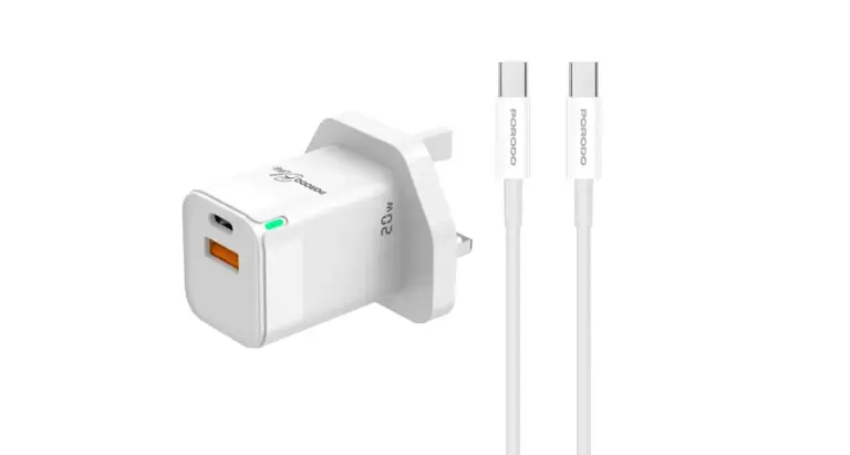 Porodo Blue Ultra-Quick Charger USB-A to USB-C (1m Type-C Cable Included)
