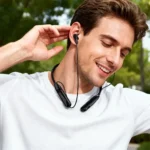 Porodo Blue Wireless Magnetic Neckband Earbuds Dual Bluetooth Pairing