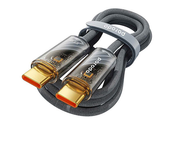 Porodo Braided 100W PD C to C Cable With Transparent Head 1M