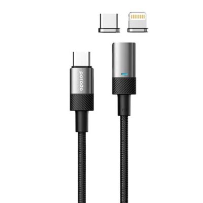 Gadget Pulse Kenya 3 Porodo Braided 100W PD C to C+L Fast Charging cable with Magnetic Head 1.2M
