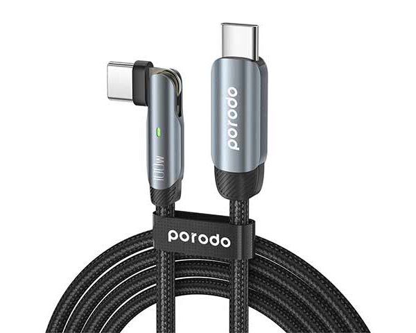 Porodo Braided 100W PD C to C Cable With Rotatable Head 1M