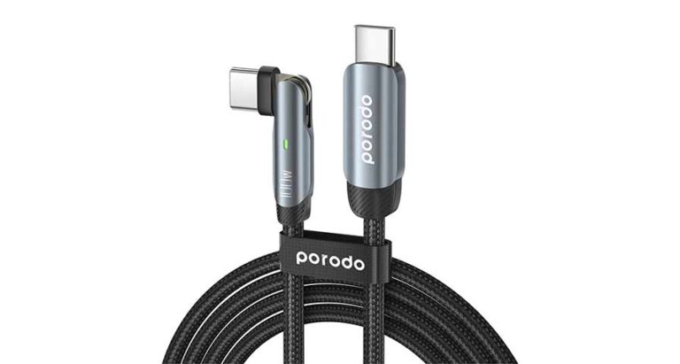 Porodo Braided 100W PD C to C Cable With Rotatable Head 1M