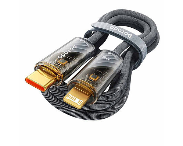 Porodo Braided 27W PD C to Lightning Cable With Transparent Head 1M