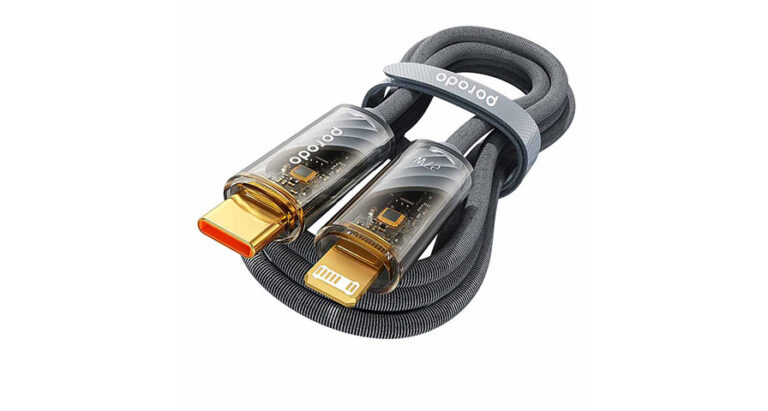 Porodo Braided 27W PD C to Lightning Cable With Transparent Head 1M