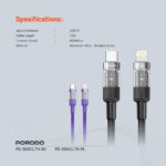 Porodo Braided 30W PD C to Lightning Fast Charging Cable with Transparent Head 1.2M