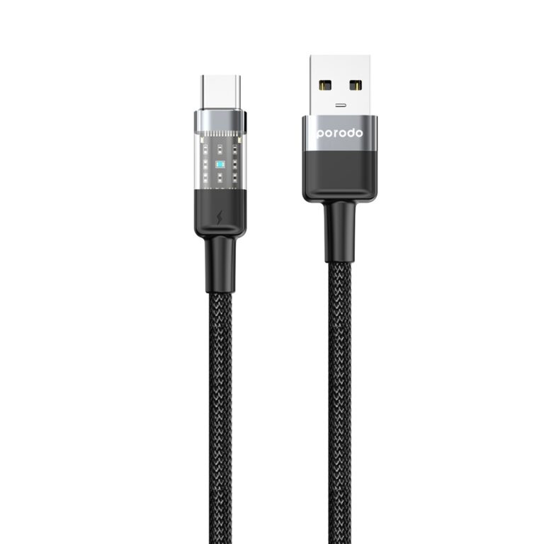 Porodo Braided 3A PD A to C Fast Charging cable with Transparent Head 1.2M