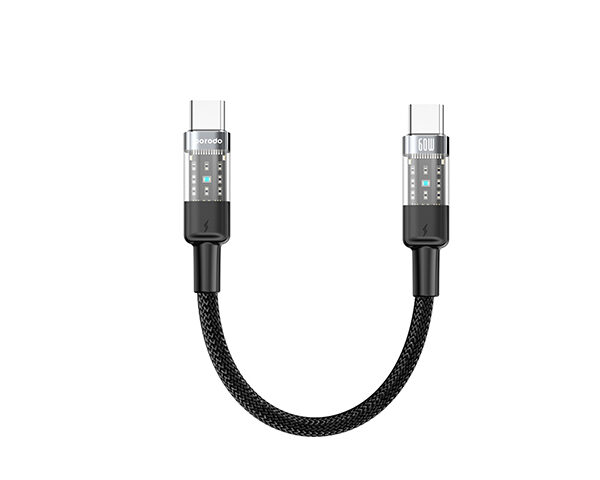 Porodo Braided 60W PD C to C Fast Charging Cable with Transparent Head 35cm