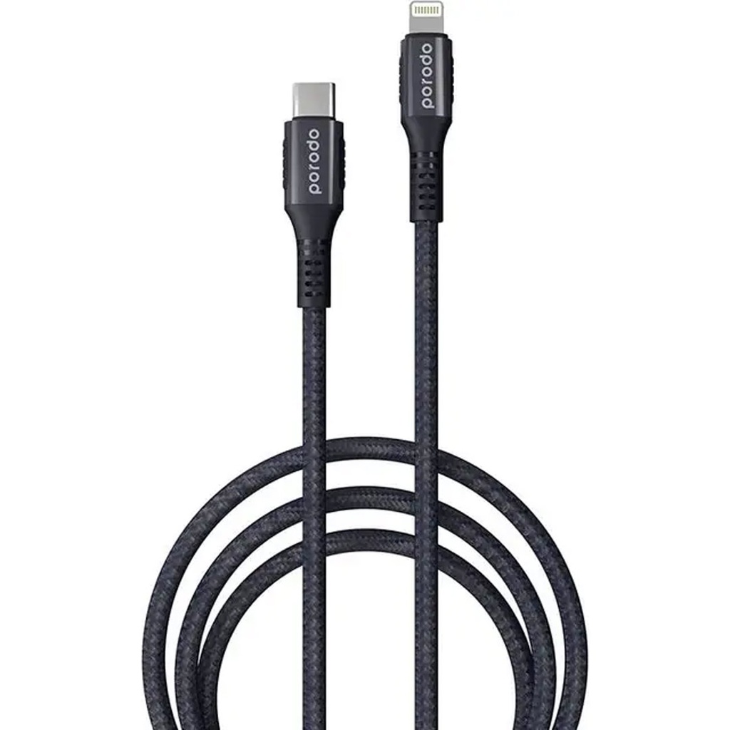 Porodo Braided & Aluminum Type-C to Lightning Cable 2M 3A