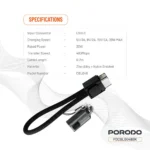 Porodo Chargeloop Keychain Data Cable USB-C to Lightning