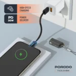 Porodo Chargeloop Keychain Data Cable USB-C to Lightning
