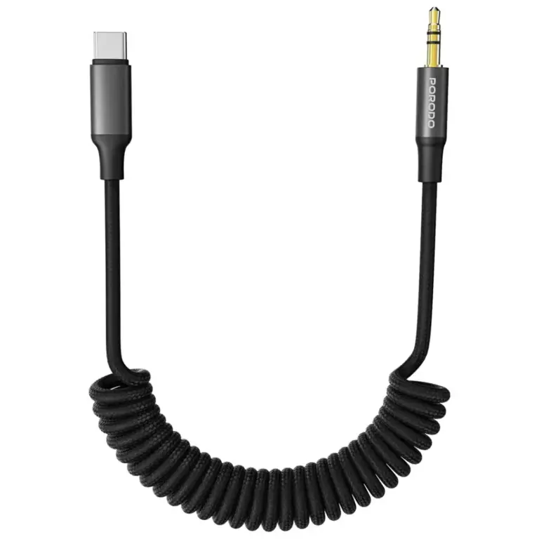 Porodo Coiled Aux Cable with Tangle-Free Design