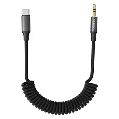 Porodo Coiled Aux Cable with Tangle-Free Design