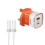 Porodo Crystal Shell GaN Wall Charger ( with USB-C/Lightning Cable) - Orange