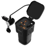 Porodo DriveStation 200W Car Power Inverter with Real-Time Voltage Display