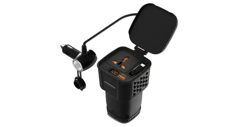 Porodo DriveStation 200W Car Power Inverter with Real-Time Voltage Display