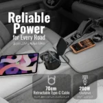Porodo DriveStation 200W Car Power Inverter with Real-Time Voltage Display
