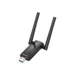 Porodo Dual Band WiFi6 USB Adapter with Additional USB A to Type-C Adaptor and External Antenna