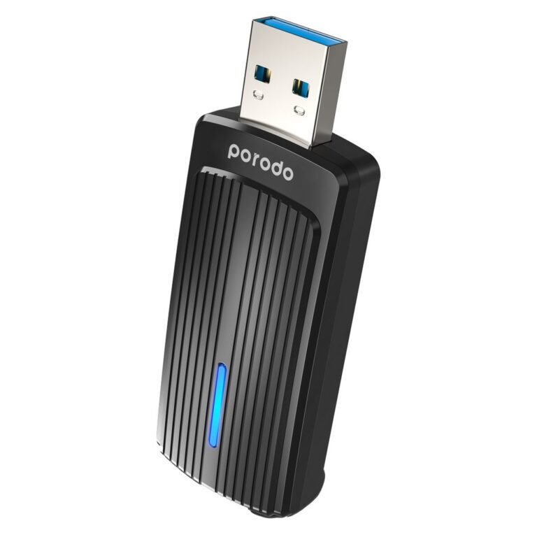 Porodo Dual Band WiFi6 USB Adapter with Additional USB A to Type- C Adaptor