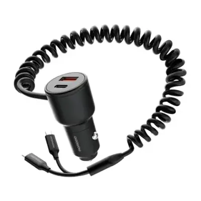 Porodo Dual Port Car Charger Integrated C+C Cables