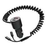 Porodo Dual Port Car Charger Integrated C+L Cables