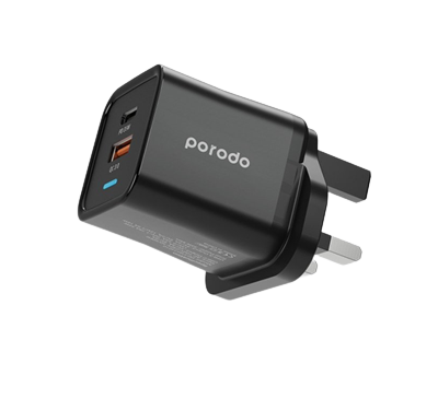 Porodo Dual Port PD + USB-A (35W+18W) Fast Charger With USB-A Quick Charging