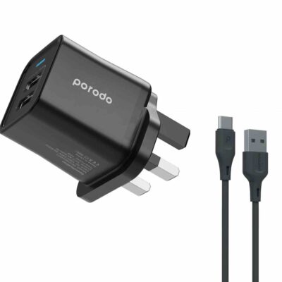 Porodo Dual Port Wall Charger with 1.2m Type-C Cable