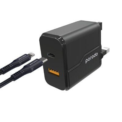 Porodo Dual Port Wall Charger PD 20W + QC3.0 UK